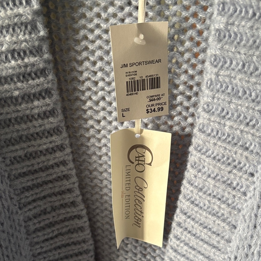 Cato Light Blue Cardigan with Colorful Floral Accents - Picture 3 of 6